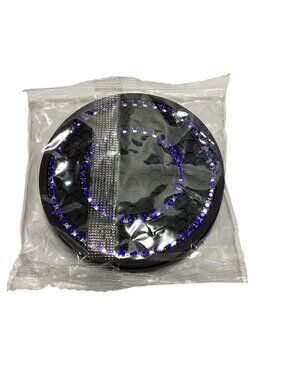 2 Pcs Blue Diamond Bling Auto Cup Coasters Rubber Black Blue NEW